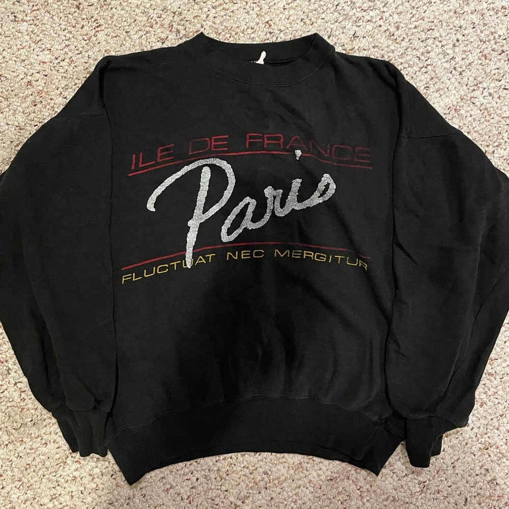 Vintage Paris Black Crewneck